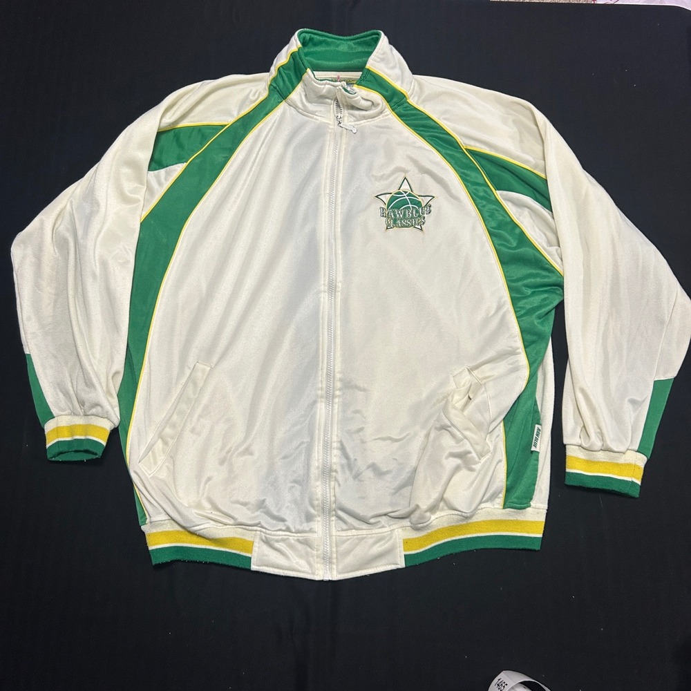 Raw Blue Classics Mens 2XL Track Jacket Y2K Basketball Cream Green Full Zip